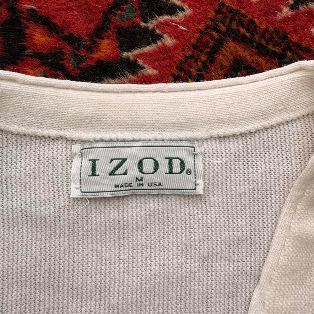 IZOD vintage 80’s Men's White Cardigan Sweater - Picture 2 of 4